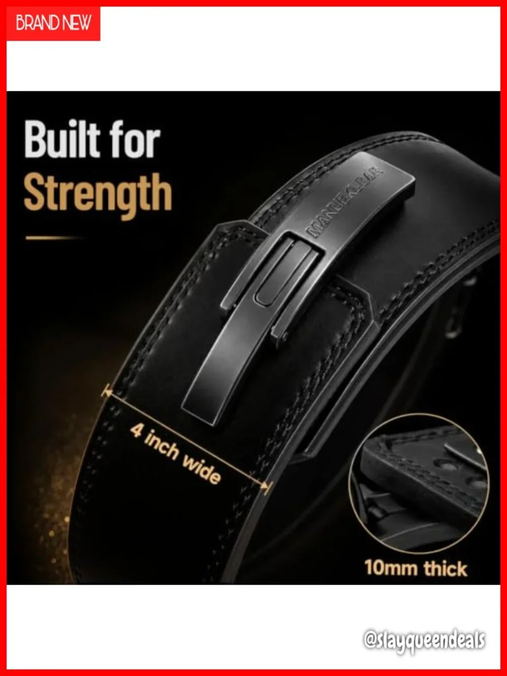 10mm Thick 4in Wide Leather Weightlifting Lever Belt for Powerlifting